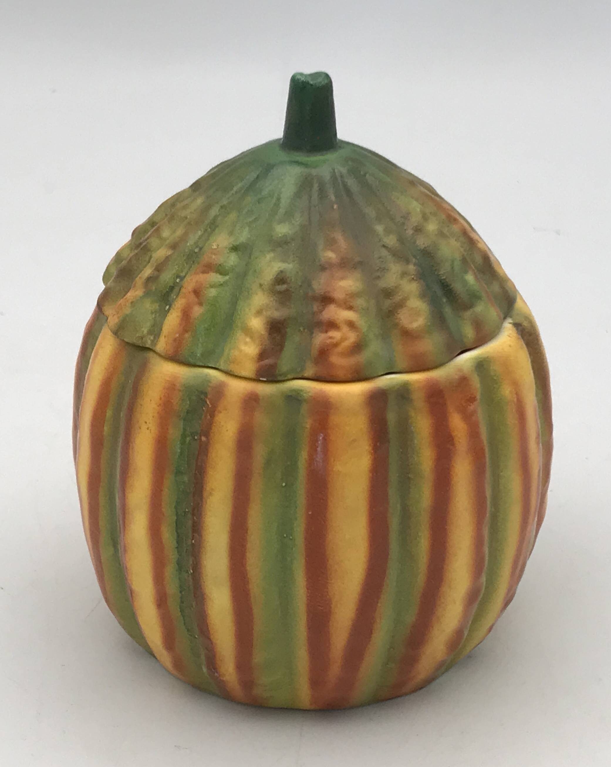 Vintage ceramic sugar bowl by Barettoni Nove, melon shape, Italy