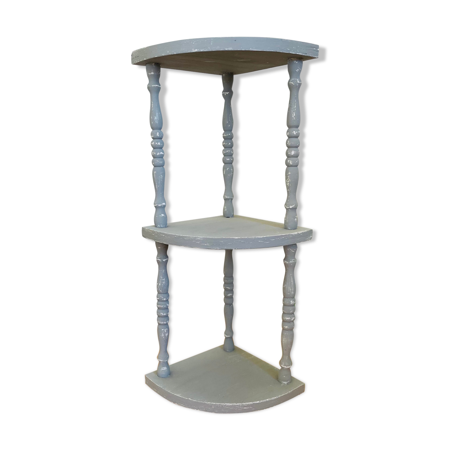 Etagère d'angle ancienne patine gris