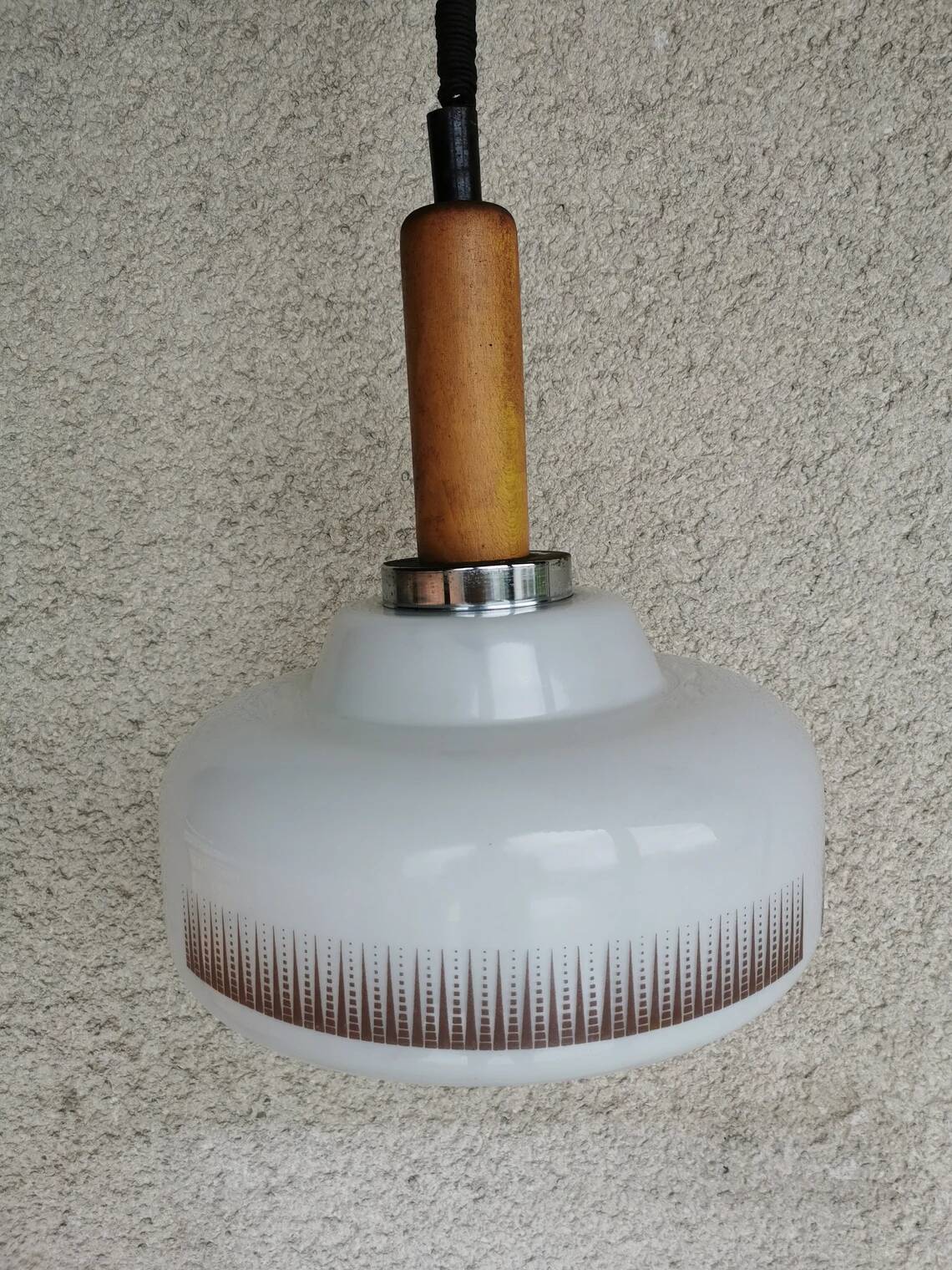 Vintage Glass Pendant Lamp: Mid Century Modern Yugoslavian Lighting