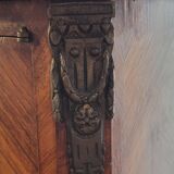 High sideboard in rosewood and marble slab, Louis XVI style, French