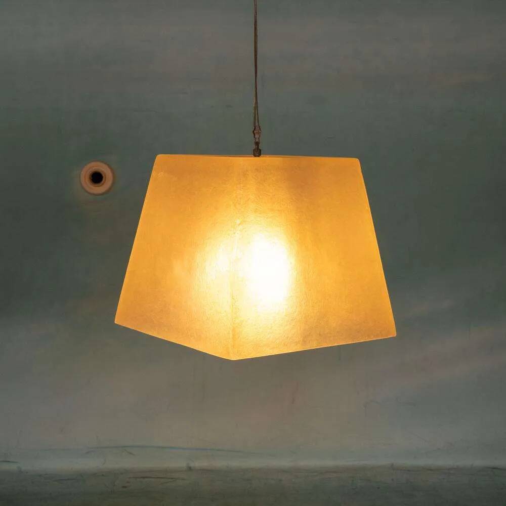 Vintage minimalist pendant lamp in fibreglass, Roche Babois