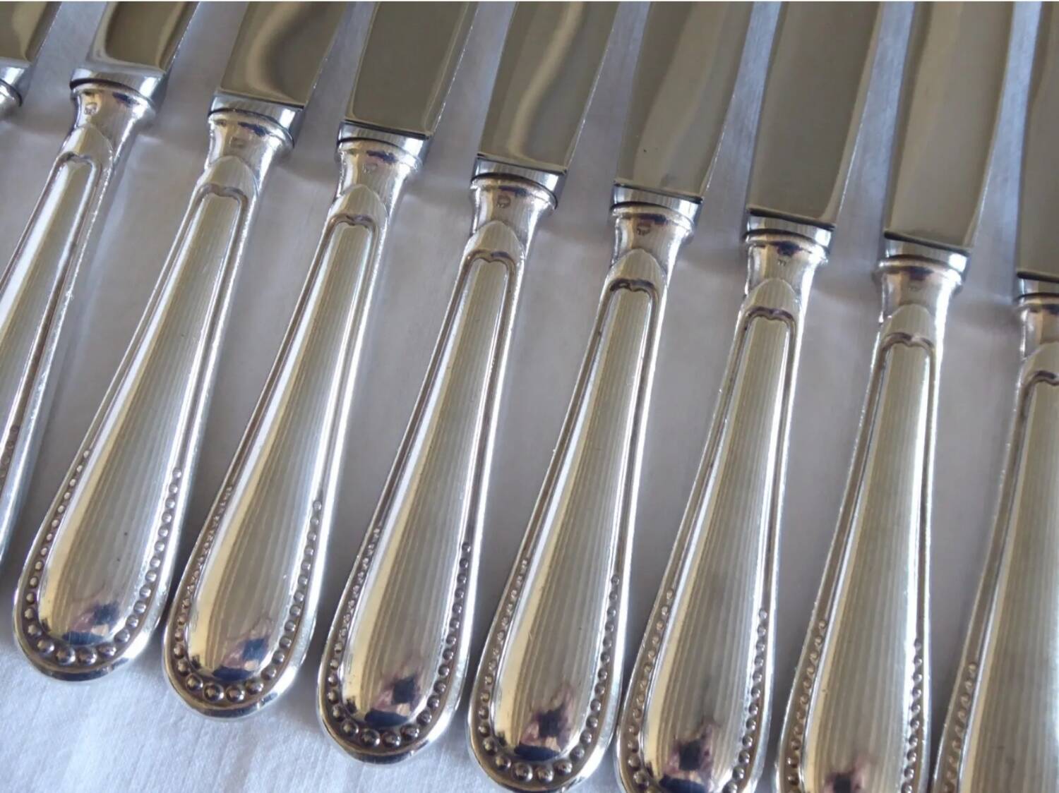 12 sfam dessert knives silver metal 21 cm