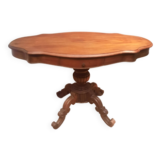 Guéridon, table violon Napoléon III en noyer