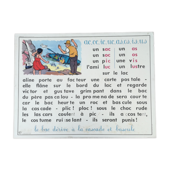 Ancienne affiche scolaire N°5 et 6 d'apprentissage à la lecture - MDI