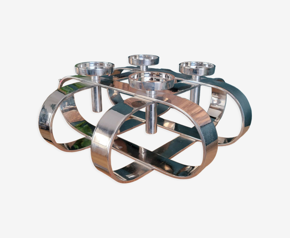 Chandelier bougeoir design en métal chromé Fink Gordon | Selency