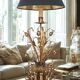 Vintage Mid-Century Hollywood Regency 1960s gold metal floral lamp
