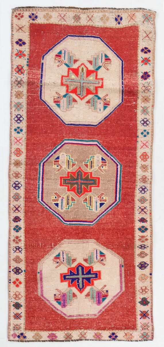 3x7 short vintage oushak runner rug