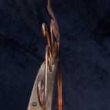 Mirror set and wall lamp in gold metal by deknudt, 1960s