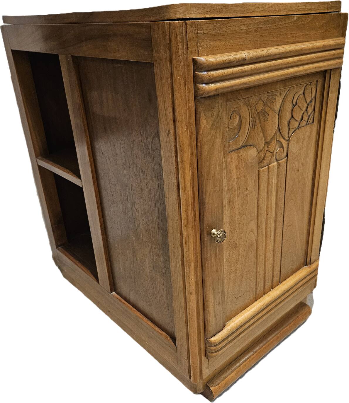 Meuble bout de canapé droit gauche -bois massif merisier- Art Déco