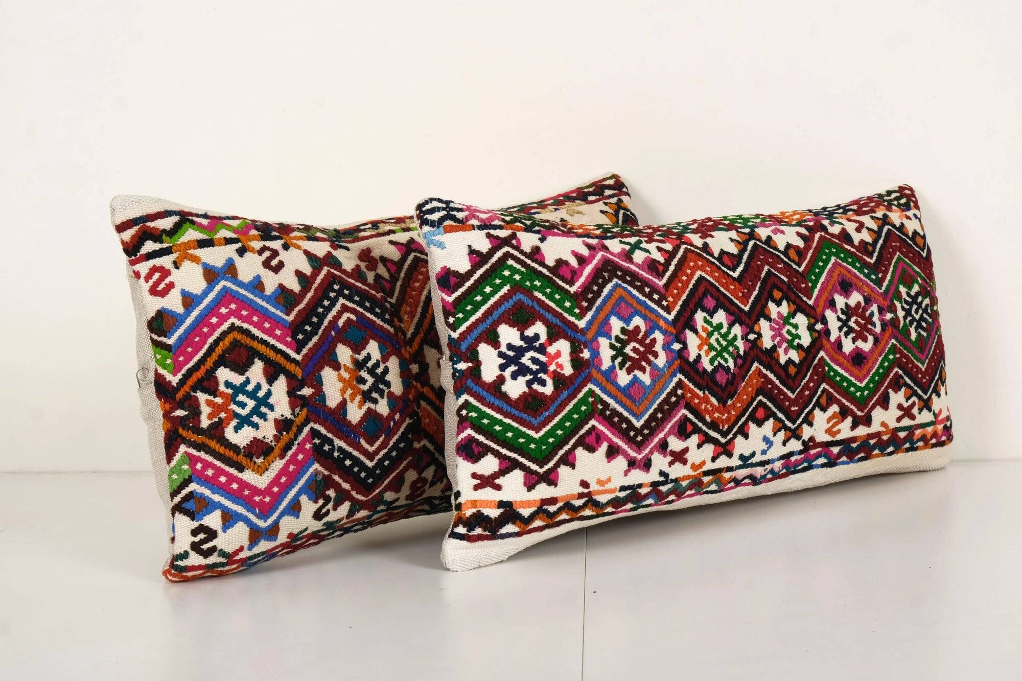 Set of 2 vintage kilim cushion covers 61x30 cm