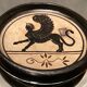 Cup decorated with winged sphinx in Ciboure sandstone signed Marie Fernandez
