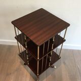 Rotating bookcase cabinet in mahogany and brass