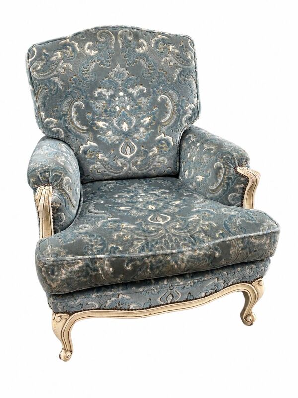Fauteuils vintage club bergere style louis xv château lounge velours 1970s