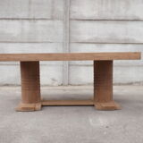 Oak table by Charles Dudouyt brutaliste art deco 1930