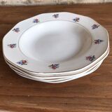 Set of 4 hollow plates Digoin & Sarreguemines pattern small flowers