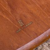Danish round coffee table in teak, brass and cane, model FD 515 by Peter Hvidt 1960.