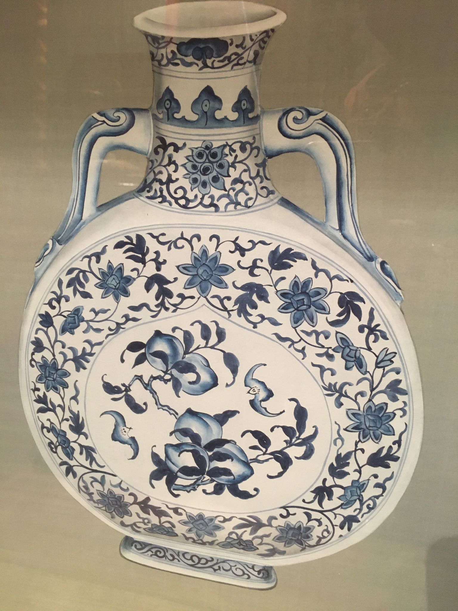 Ming blue and white pottery, hand-painted.