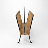 Braided wicker and wrought iron magazine holders