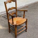 Provencal office chair in solid wood and straw