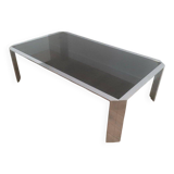 Beautiful octagonal chrome coffee table with black glass top