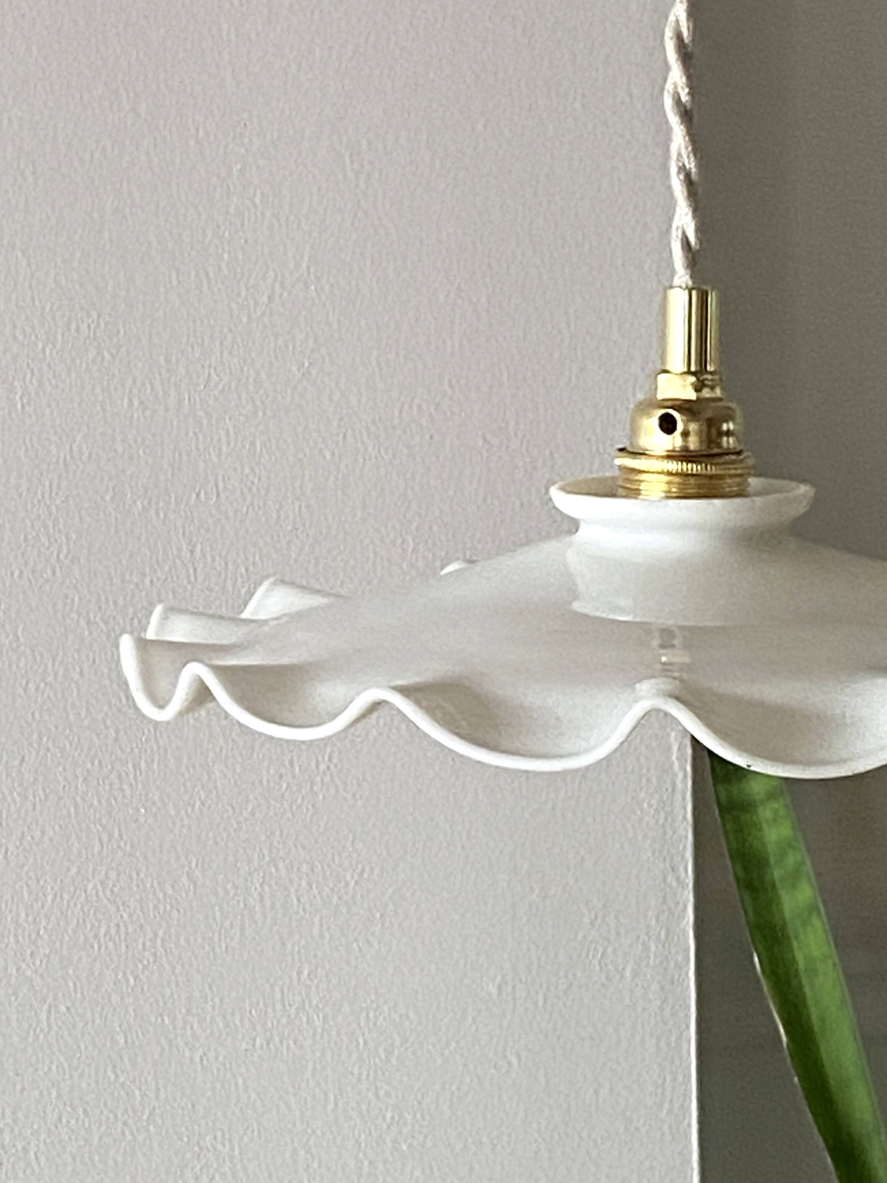 Ruffled opaline pendant light