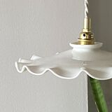 Ruffled opaline pendant light
