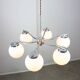 Lustre Vintage en Chrome et Opaline, Italie, années 1970