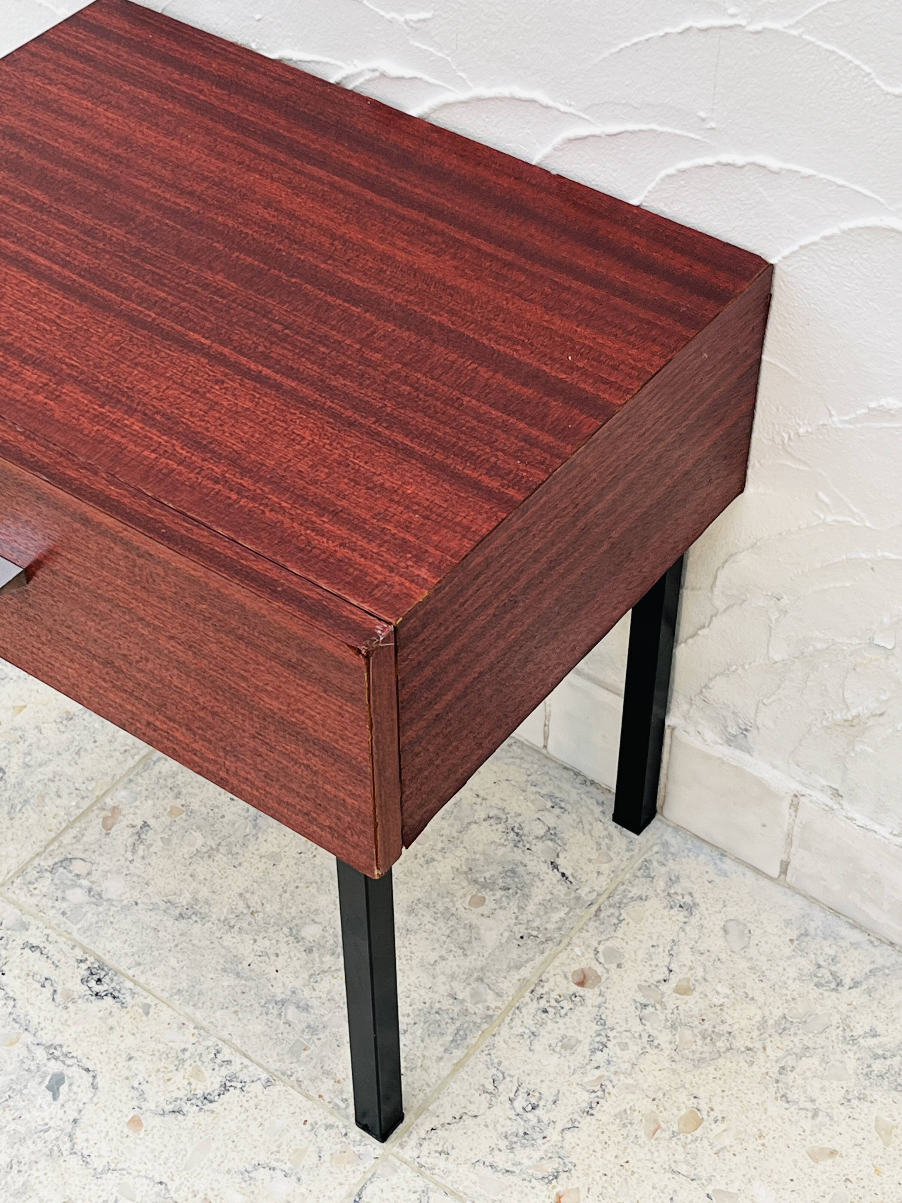 Vintage bedside table wood and metal from the 70s