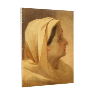 Oil painting on paper from the 19th century