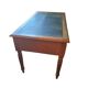 Antique flat desk in oak and black leather, Louis-Philippe style.