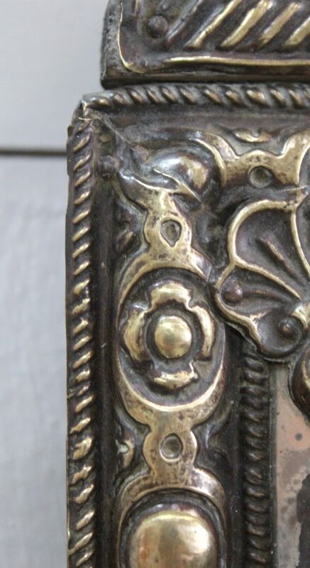 Mirror in repoussé brass, louis xiv style, napoleon iii era – xixth