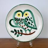 Vintage 1950s ceramic plate owl