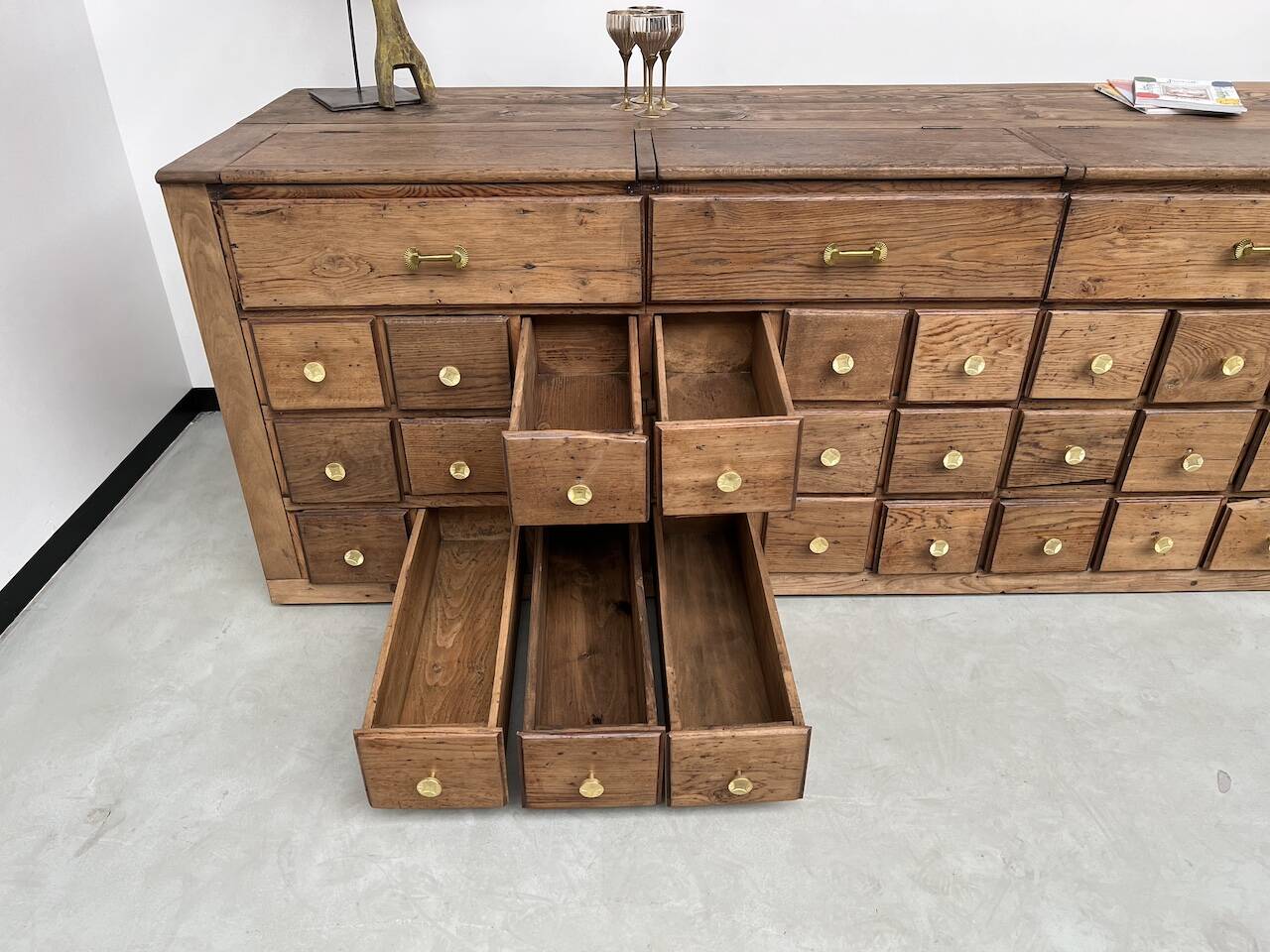 Old trade furniture with oak drawers XL format