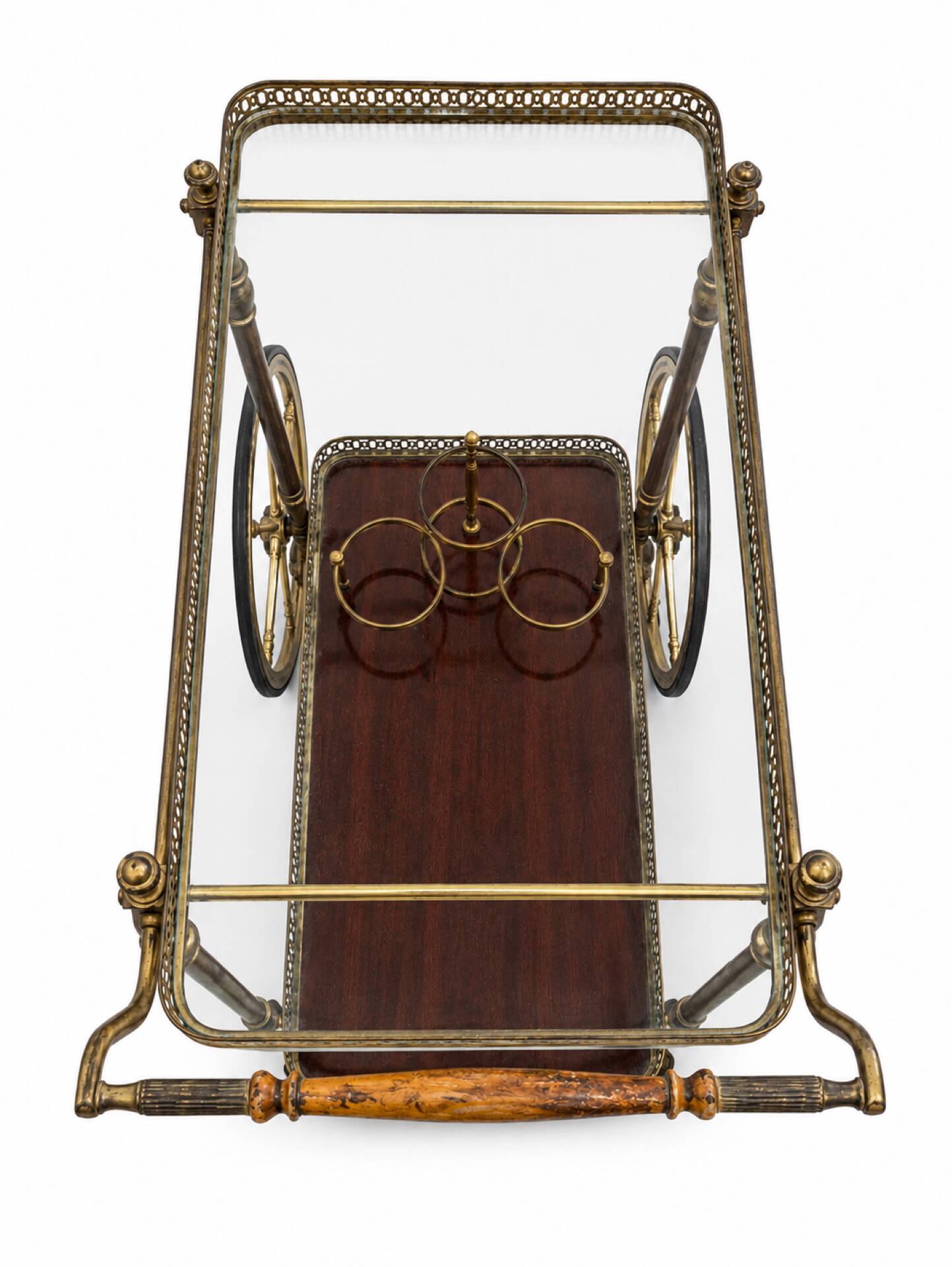 Bar drinks trolley in brass and wood by Maison Jansen
