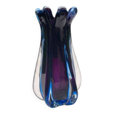 Vintage Sommerso glass vase from Murano in purple and cobalt art glass.