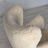 1960s, Danish armchair, genuine sheepskin "Canberra", reupholstered.