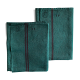 Old linen and cotton tea towel tinted in fir green
