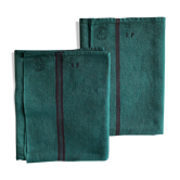 Old linen and cotton tea towel tinted in fir green
