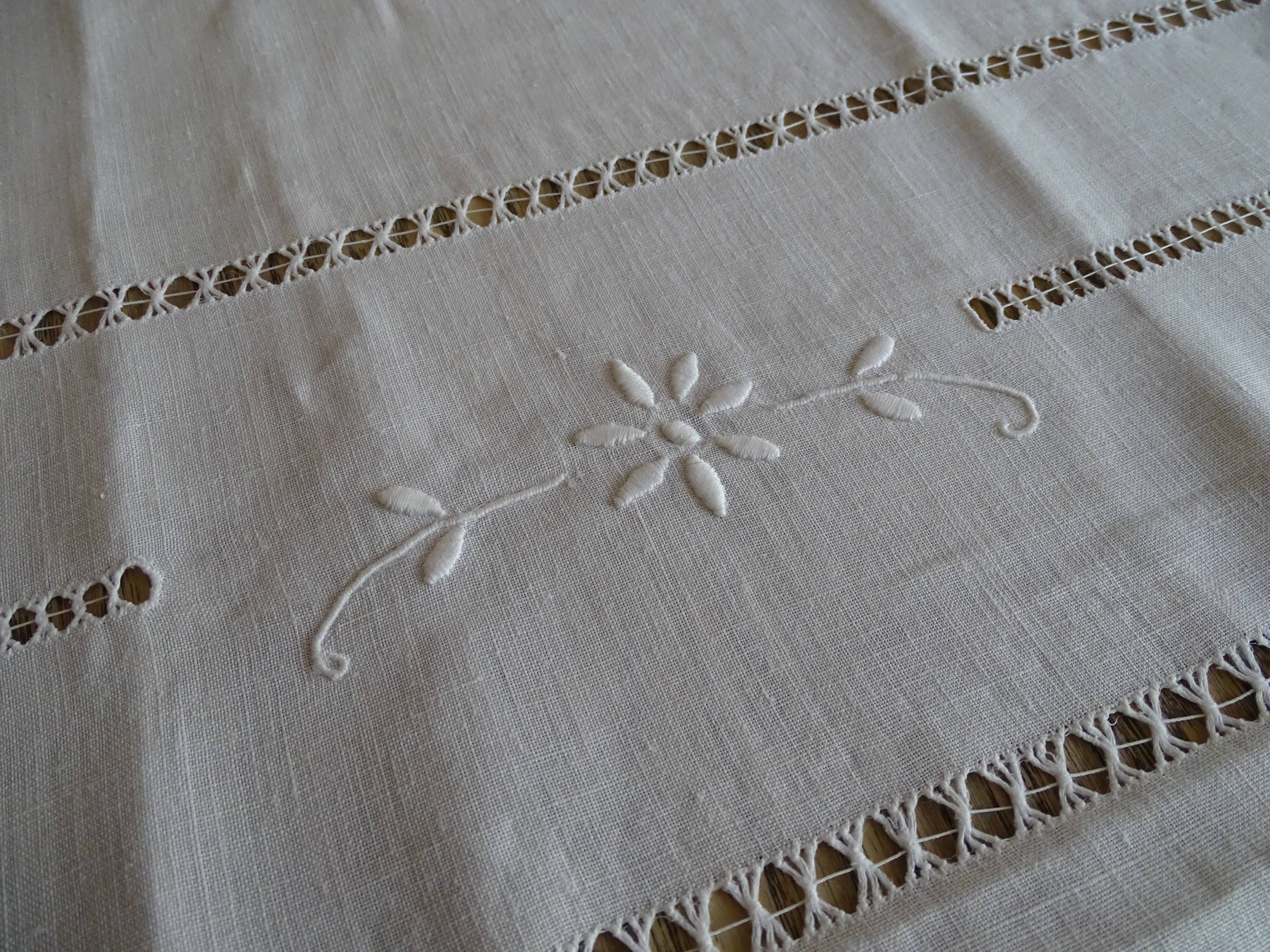 Old linen tablecloth 235 x 150 monogram AM