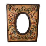 Cadre bois décor fleurs peintes