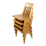 Set of 4 Danish Design Mid Century Wooden Stacking Chairs Streben Vintage Skandi Wooden Chair