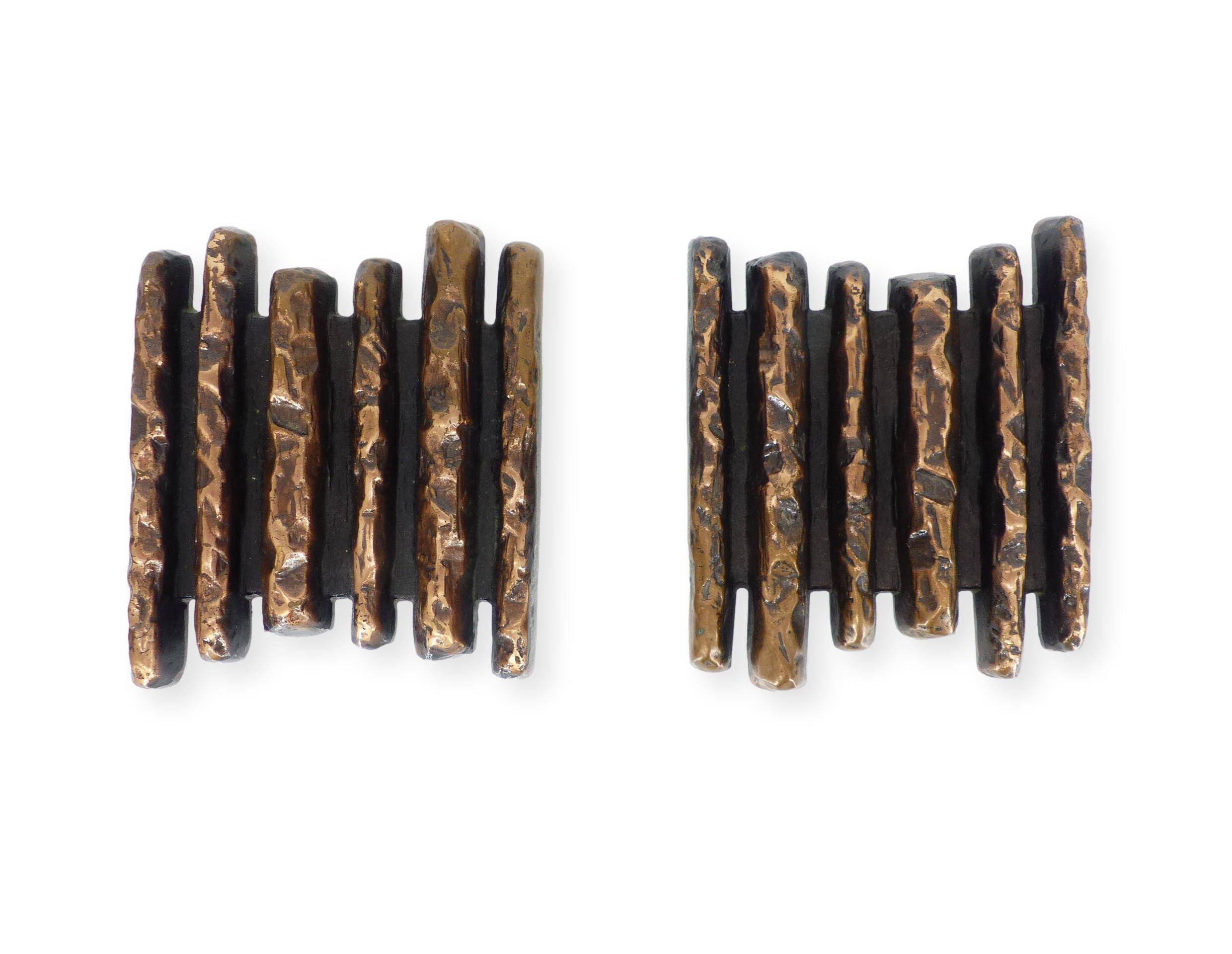 Brutalist bronze door handles, Alpan, Germany, circa 1970