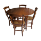 Round table, Louis Philippe style, antique patina, its 2 extensions and 4 chairs