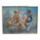 Tableau pastel fin XIXe décor d'angelots et de colombes