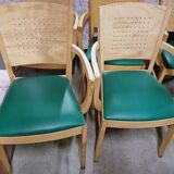 Set of 16 vintage Fameg wooden bistro armchairs