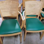 Set of 16 vintage Fameg wooden bistro armchairs