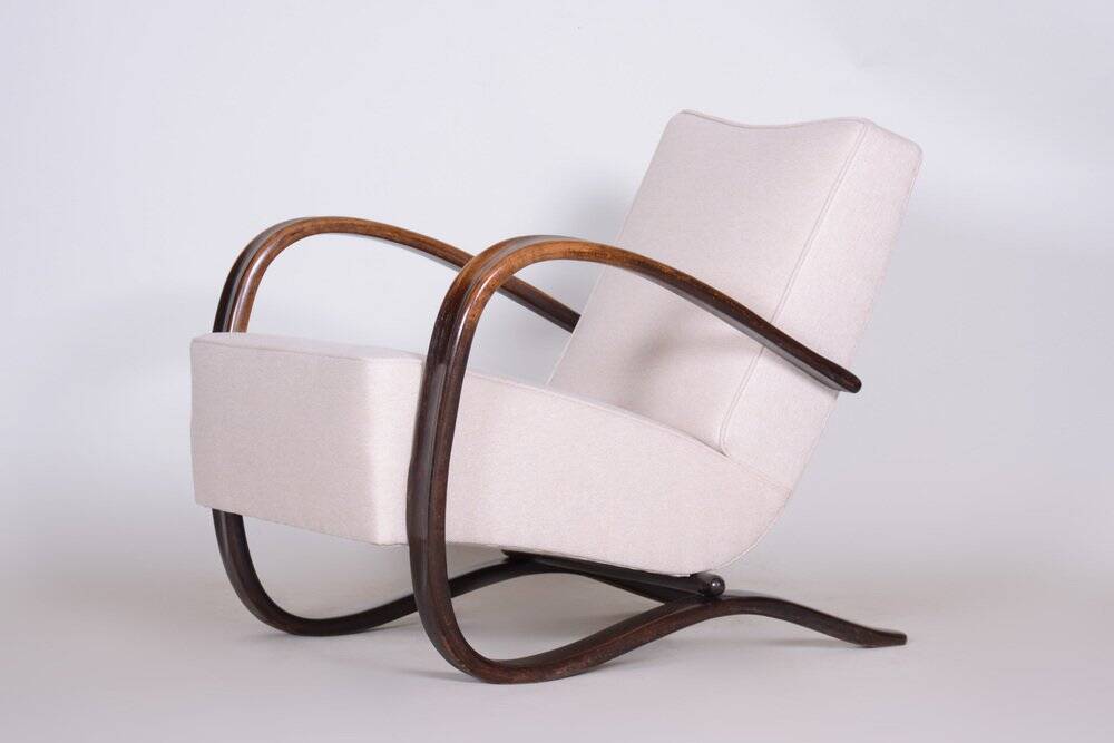 Fauteuil en hêtre Art Déco modèle H-269 attribué à Jindrich Halabala pour Up Zavody, ancienne Tchécoslovaquie, années 1930.