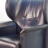 Wittmann Petrol Soft Leather Wing Chair Designed Model Aura  by Paolo Piva