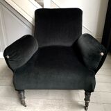 Fauteuil en velours noir Napoléon III