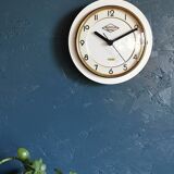 Vintage formica clock round silent wall clock "White Lutetia"